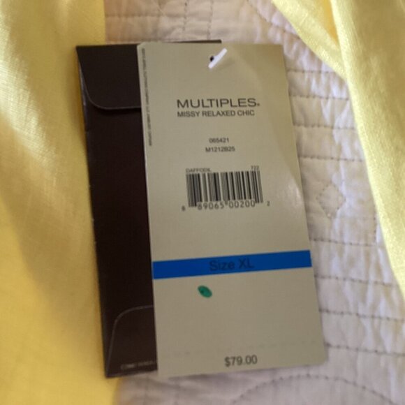 New Multiples Sz XL Bright Yellow 100% Linen A-Line Lagenlook Relaxed Chic - Picture 6 of 15